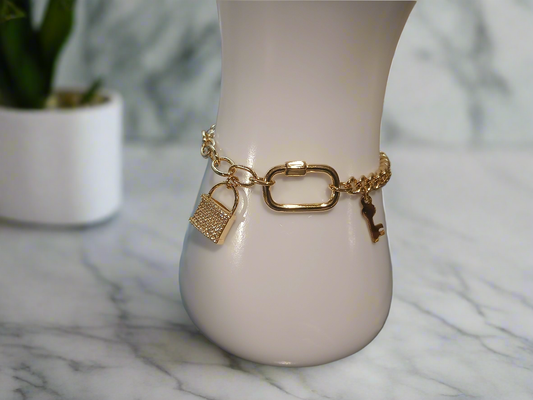 Pulsera Candado & Llave – Conexión y Protección en Oro Laminado 14k