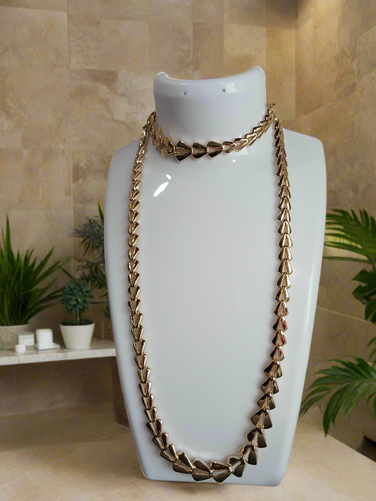 Luz de Verano – Set de Gargantilla y pulsera de Hojas Laminadas