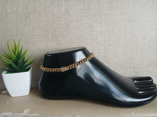 Mónaco Soleil – Tobillera Laminada 14K de 10"