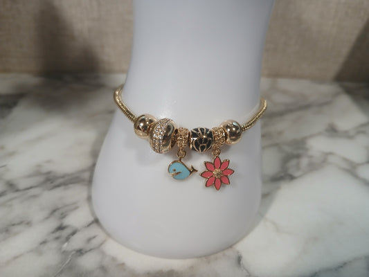 Pulsera Pandora Charm 🌺🐳 – Edición Verano