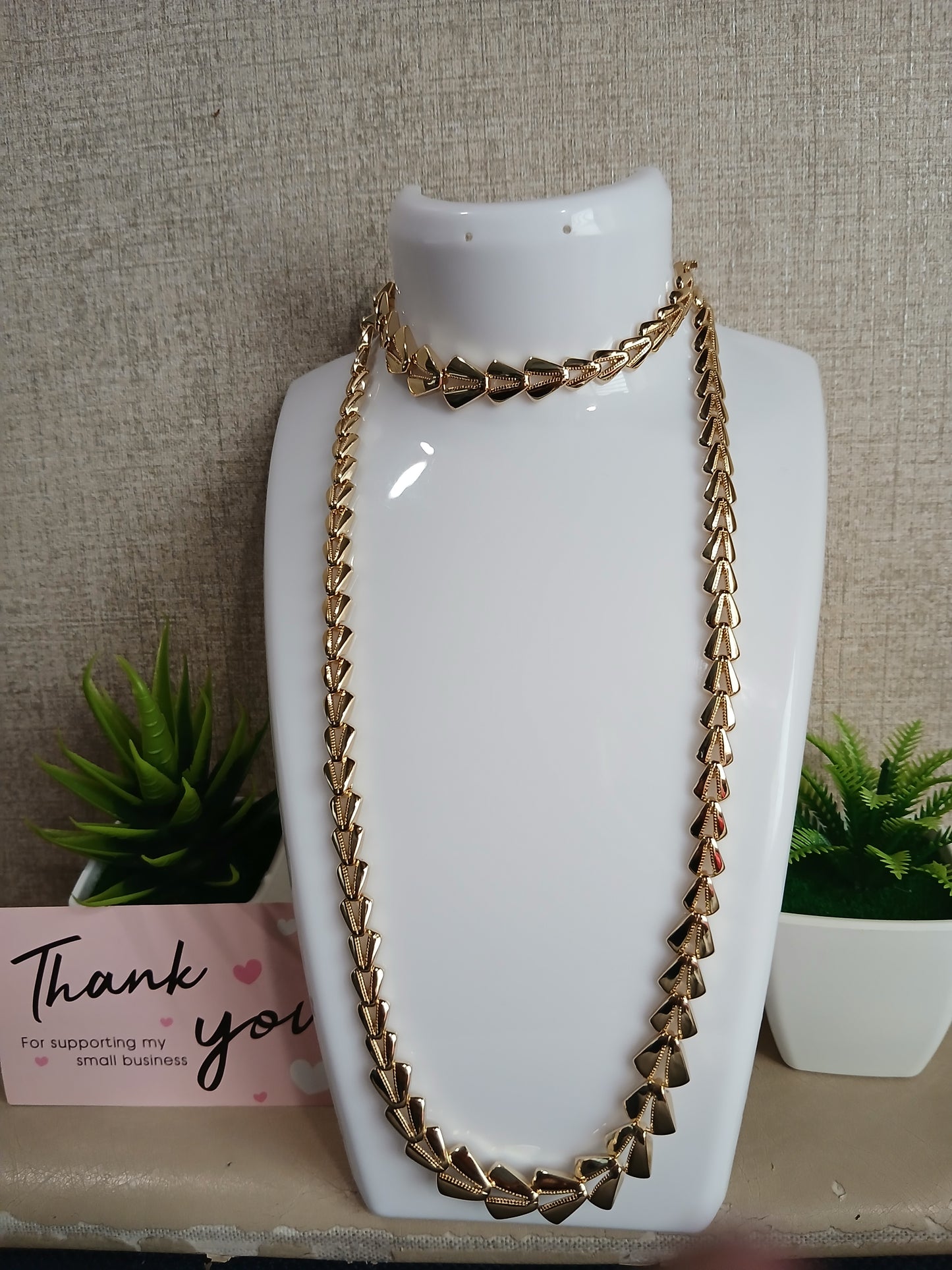 Luz de Verano – Set de Gargantilla y pulsera de Hojas Laminadas