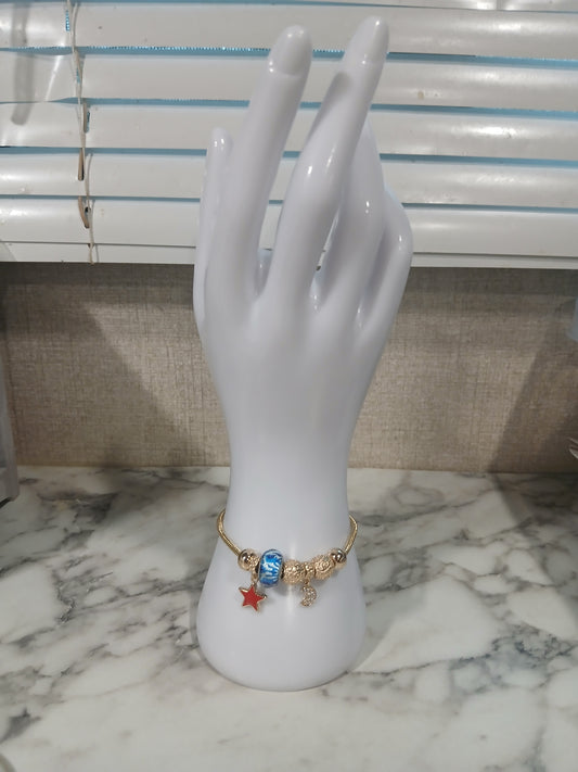 Pulsera Nocturna – Pandora Style con Dijes Luna & Estrella