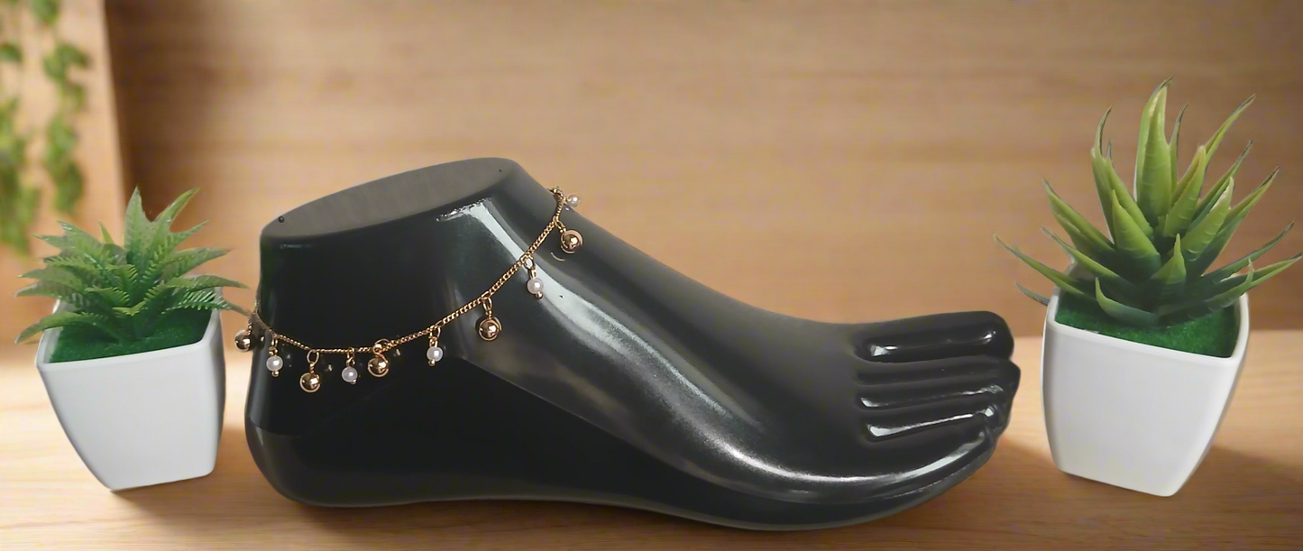 Tobillera Luz Errante – Elegancia Orgánica en Oro Laminado 14k